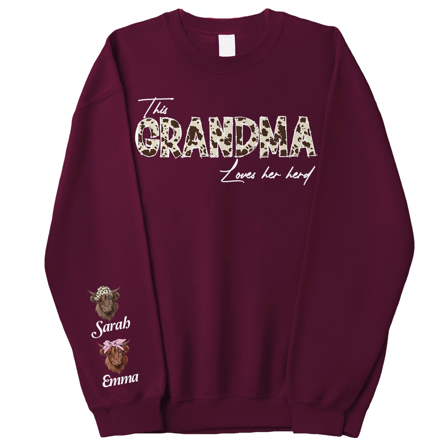 Custom Cow Mom Sweatshirt - This Mama Loves Her Herd Sweater, Custom Farmer Sweater, Highland Cow Sweatshirt