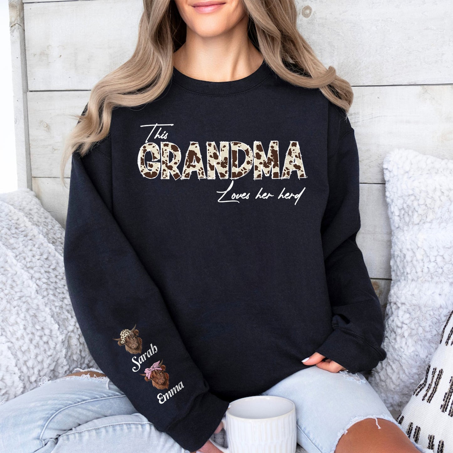Custom Cow Mom Sweatshirt - This Mama Loves Her Herd Sweater, Custom Farmer Sweater, Highland Cow Sweatshirt