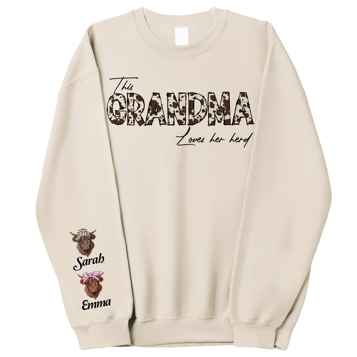 Custom Cow Mom Sweatshirt - This Mama Loves Her Herd Sweater, Custom Farmer Sweater, Highland Cow Sweatshirt