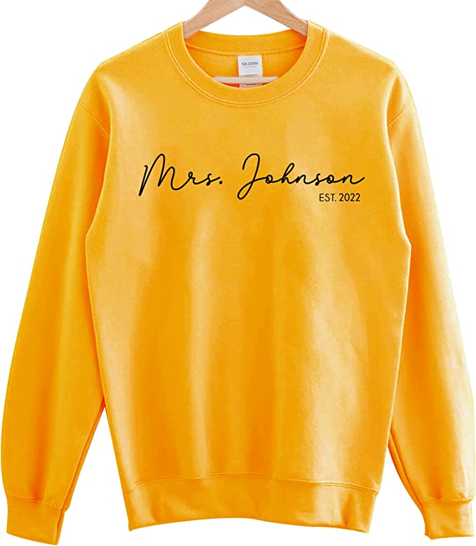 Personalized Mrs Sweatshirt for Bride - Custom Name Sweatshirt, Engagement Bridal Shower Gift