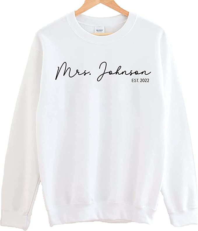 Personalized Mrs Sweatshirt for Bride - Custom Name Sweatshirt, Engagement Bridal Shower Gift