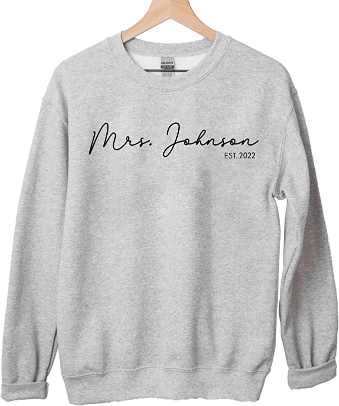 Personalized Mrs Sweatshirt for Bride - Custom Name Sweatshirt, Engagement Bridal Shower Gift