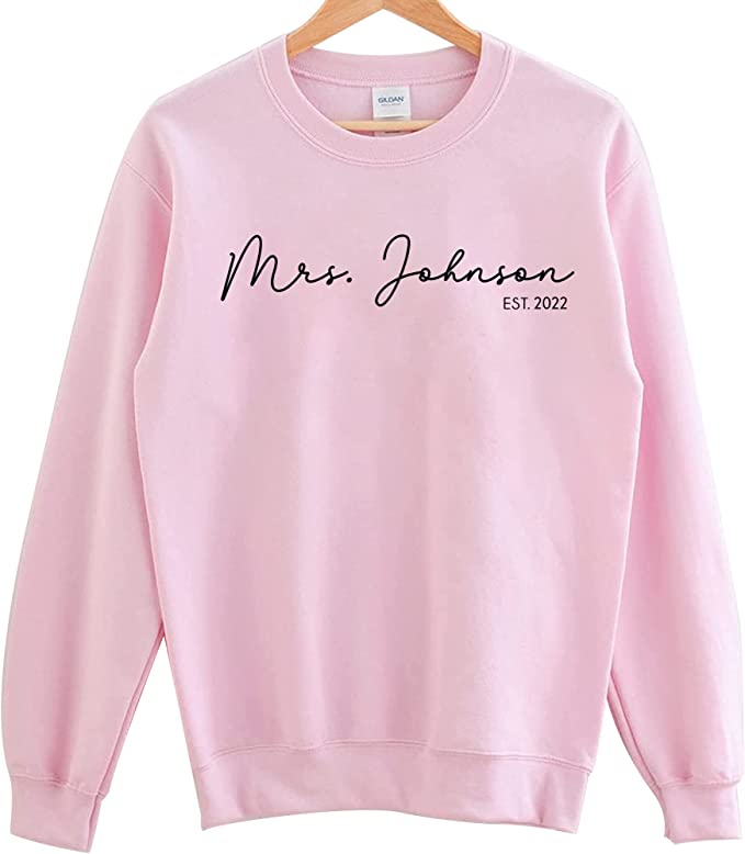 Personalized Mrs Sweatshirt for Bride - Custom Name Sweatshirt, Engagement Bridal Shower Gift