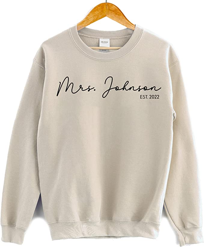 Personalized Mrs Sweatshirt for Bride - Custom Name Sweatshirt, Engagement Bridal Shower Gift