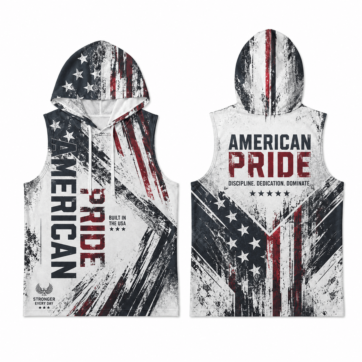 American Pride Men's Workout Hooded Tank Top