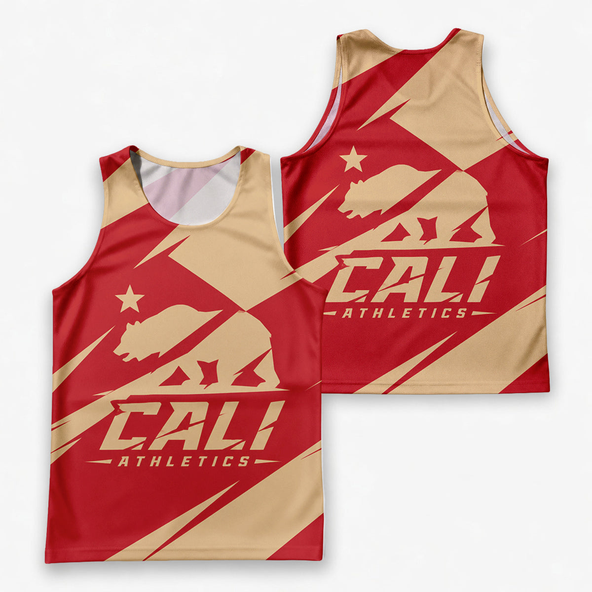 Abstract Color Block Flag California State Running Tank Top