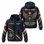Custom Name Marine Veteran Semper Forward Running Windbreaker Jacket
