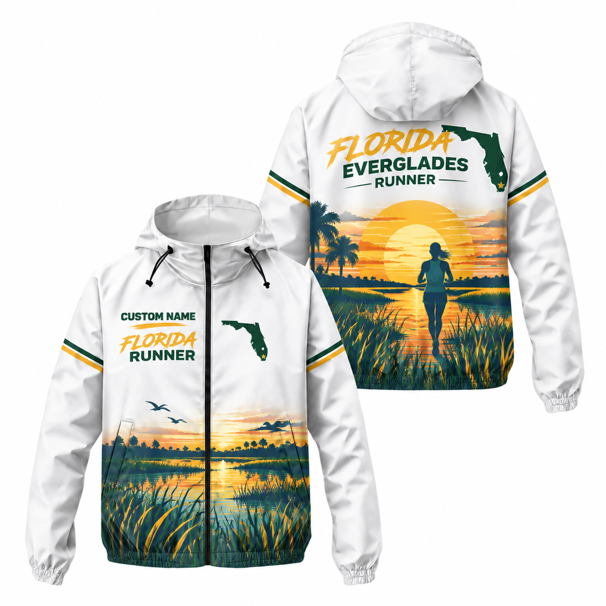 Custom Name Florida Everglades Runner Florida Running Windbreaker Jacket