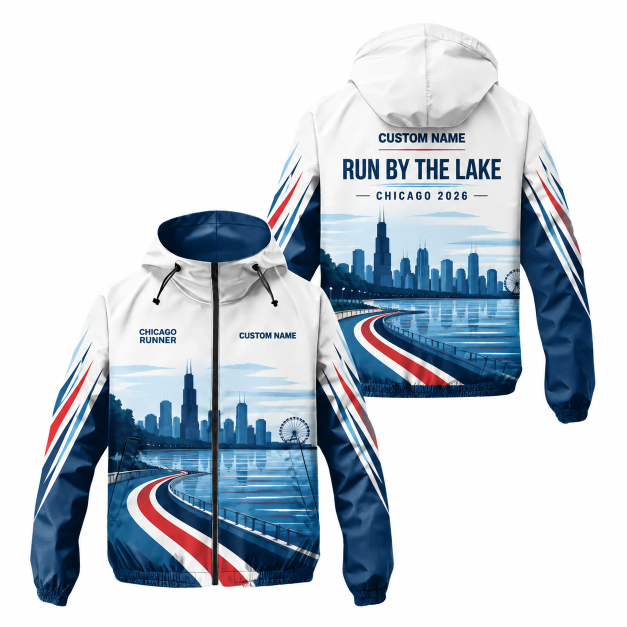 Custom Name Lakefront Runner Running Windbreaker Jacket