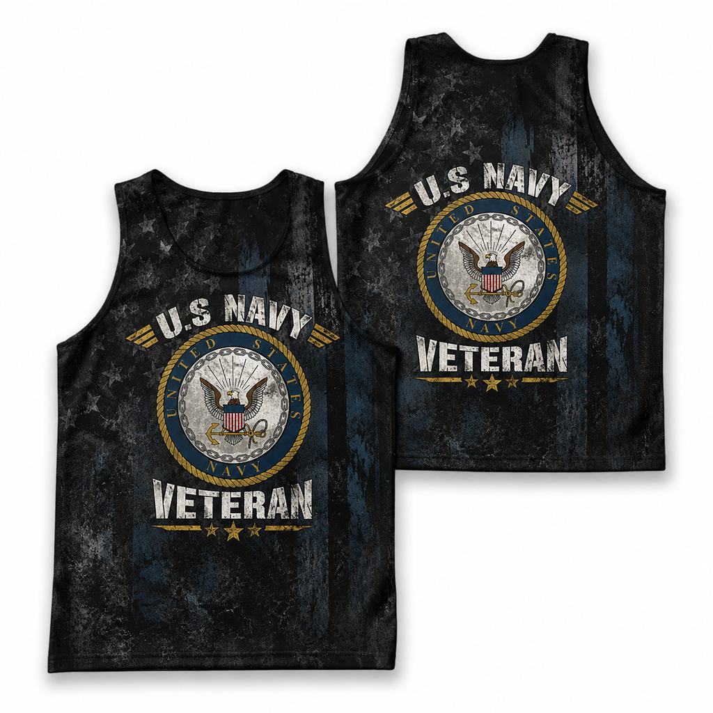 Veteran Running Tank Top - US Navy Veteran V9 Tech Singlet