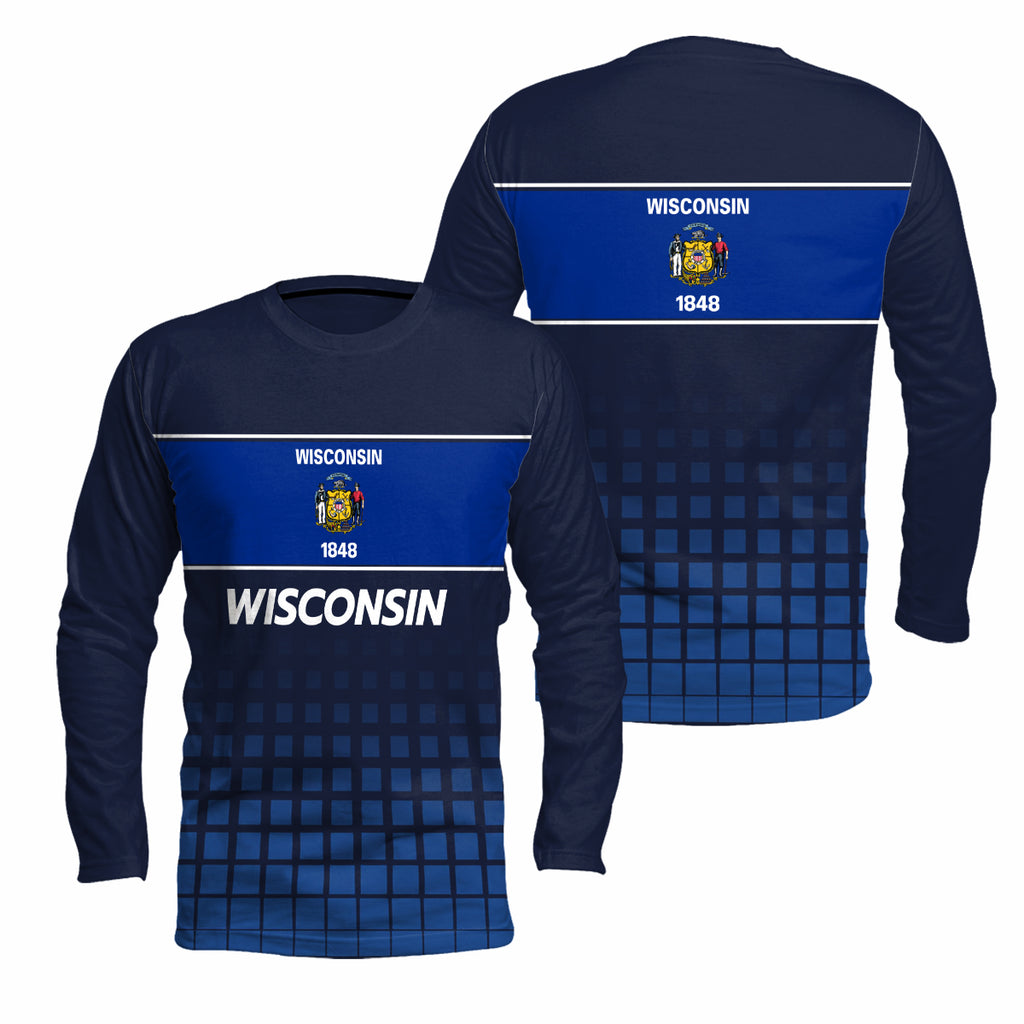 Wisconsin State Pride Long Sleeve Running T-Shirt