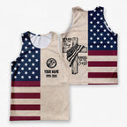 Customized Name & Years Served Amercan Flag Veteran Running Tank Top