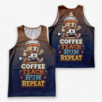 Teacher Running Tank Top Coffee Fueled Teacher Runner Tech Running Singlet