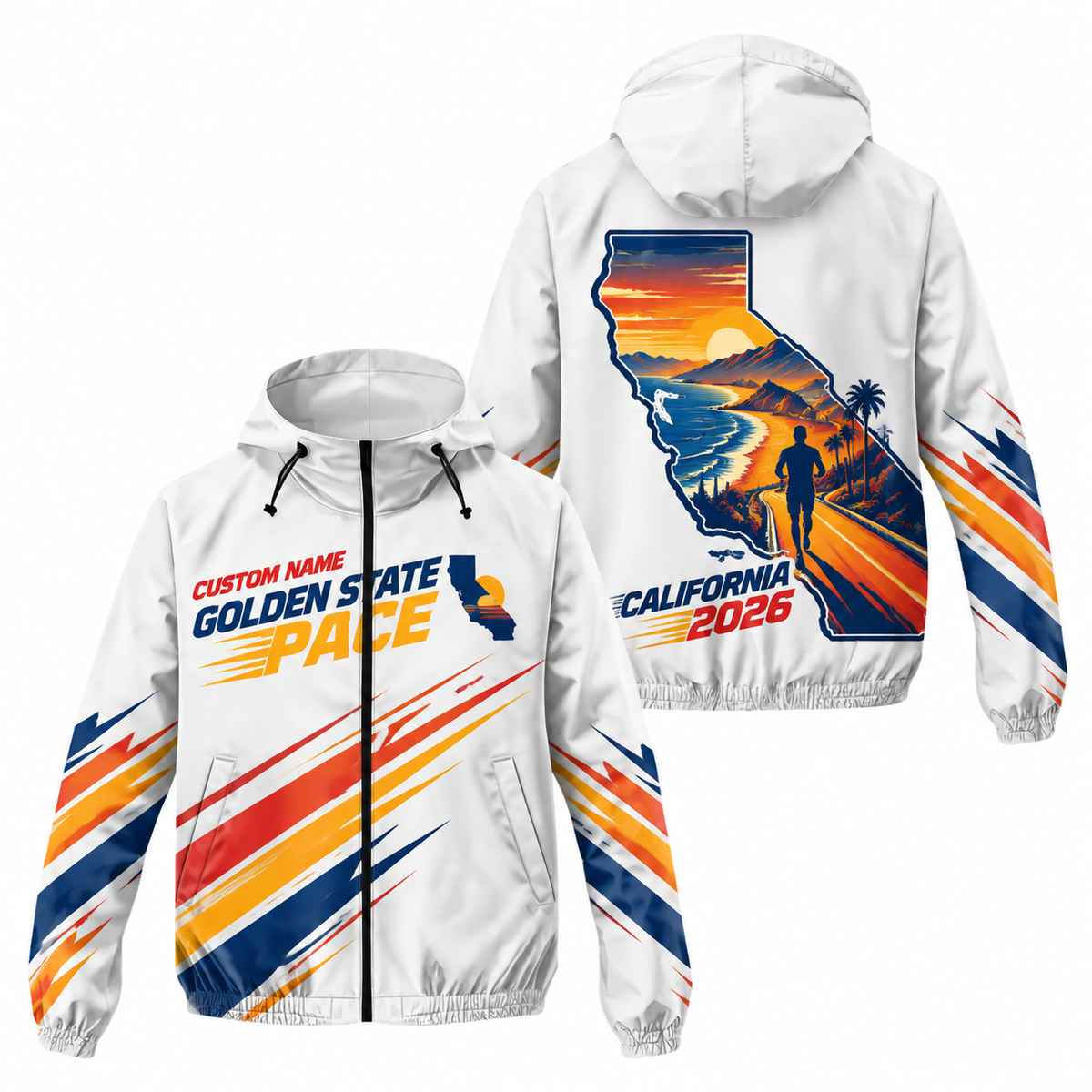 Custom Name Golden State Pace Running Windbreaker Jacket