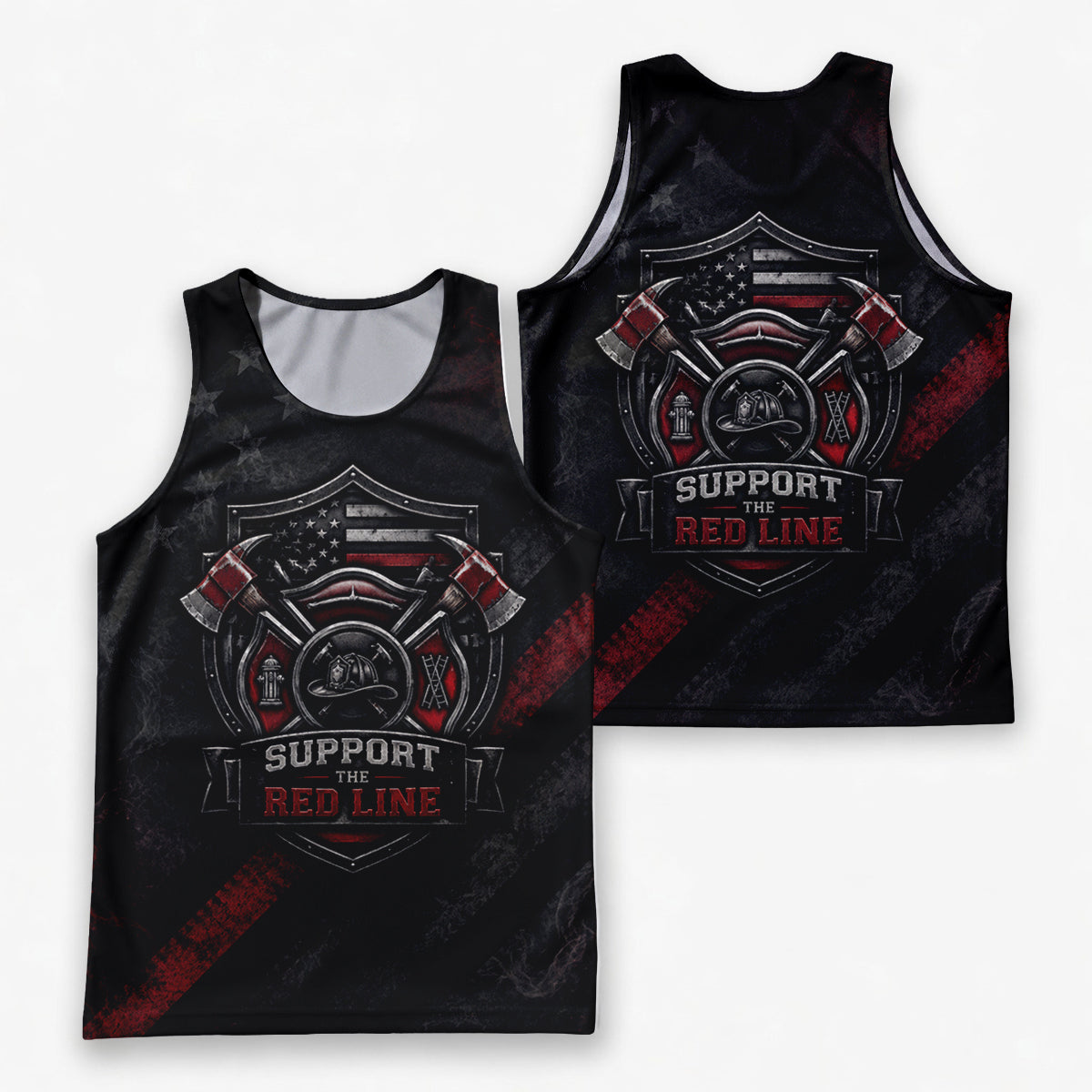 Men's Running Tank Top Firefighter Support The Red Line Running Singlet V2