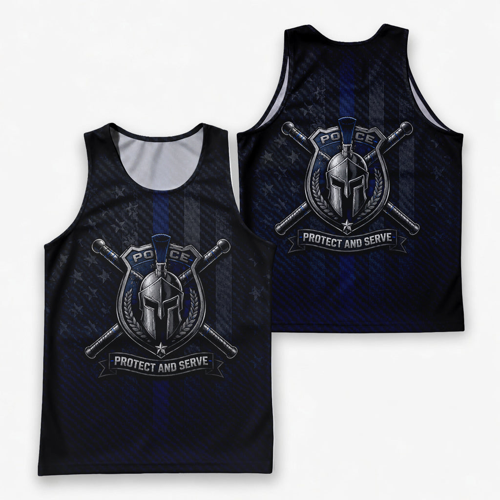 Men's Running Tank Top Police Protect And Serve Running Singlet