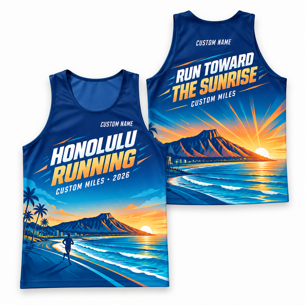 Custom Name Miles Diamond Head Sunrise Running Tank Top