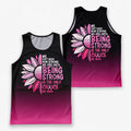 Cancer Fighter Running Tank Top Strong Pink Sunflower Running Singlet for Men and Women