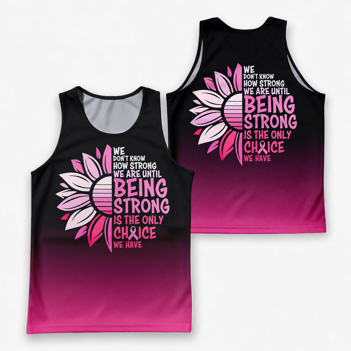 Cancer Fighter Running Tank Top Strong Pink Sunflower Running Singlet for Men and Women