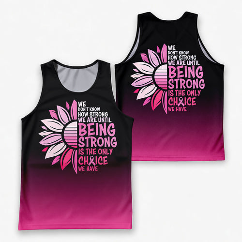 Cancer Fighter Running Tank Top Strong Pink Sunflower Running Singlet for Men and Women