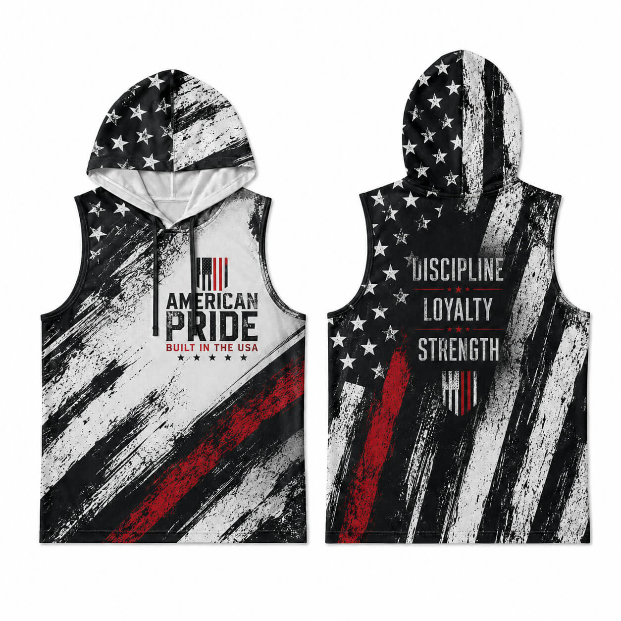 Discipline Loyalty Strenth Men's Workout Hooded Tank Top