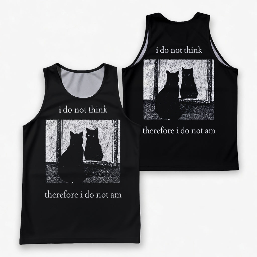 Cat Running Tank Top Funny Cat Running Singlet for Men and Women