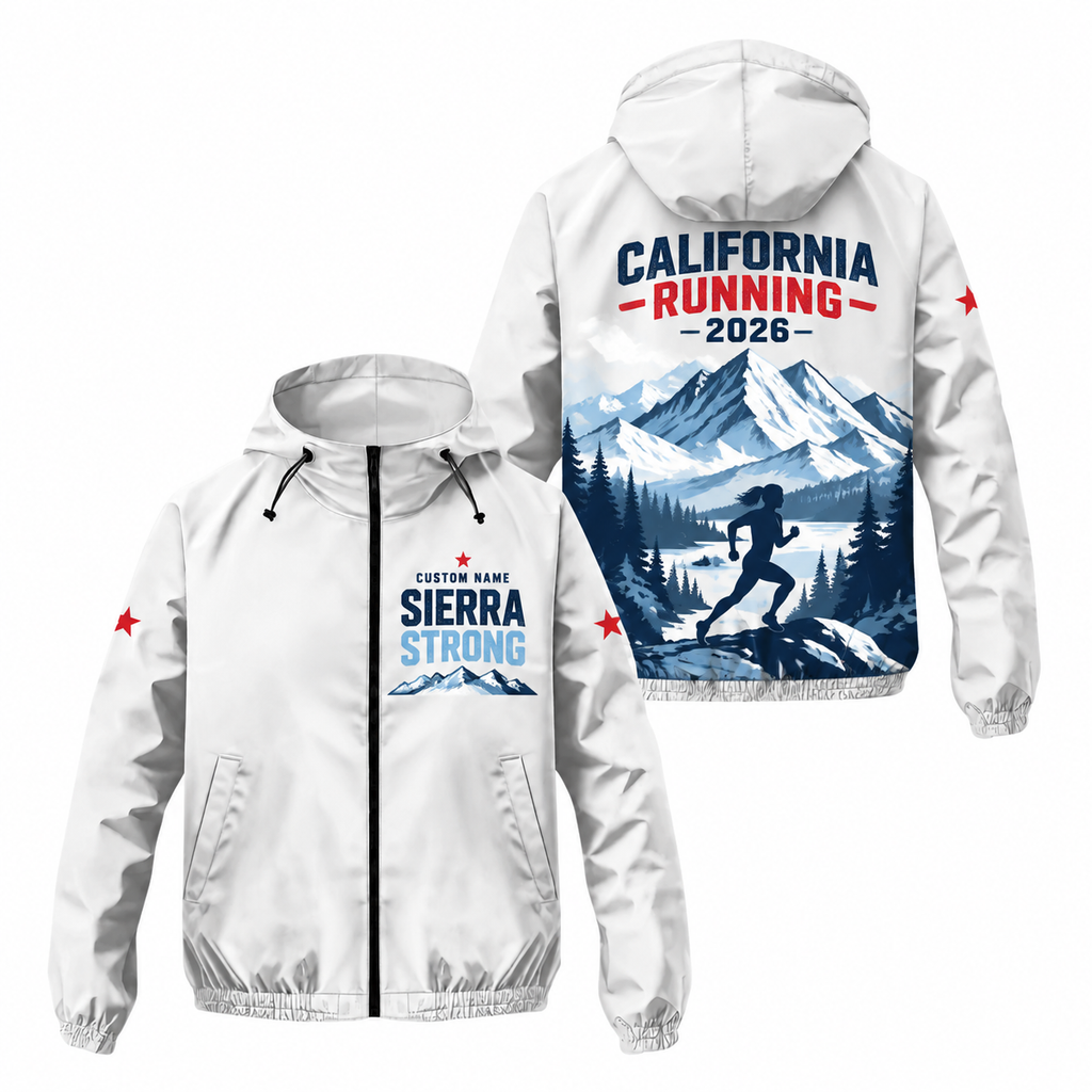 Custom Name California Sierra Strong Running Windbreaker Jacket