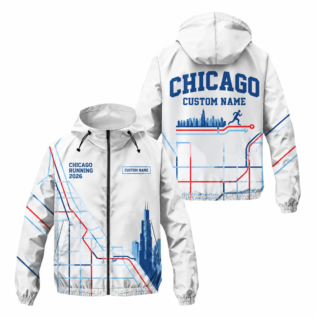Custom Name Chicago Grid Runner Running Windbreaker Jacket