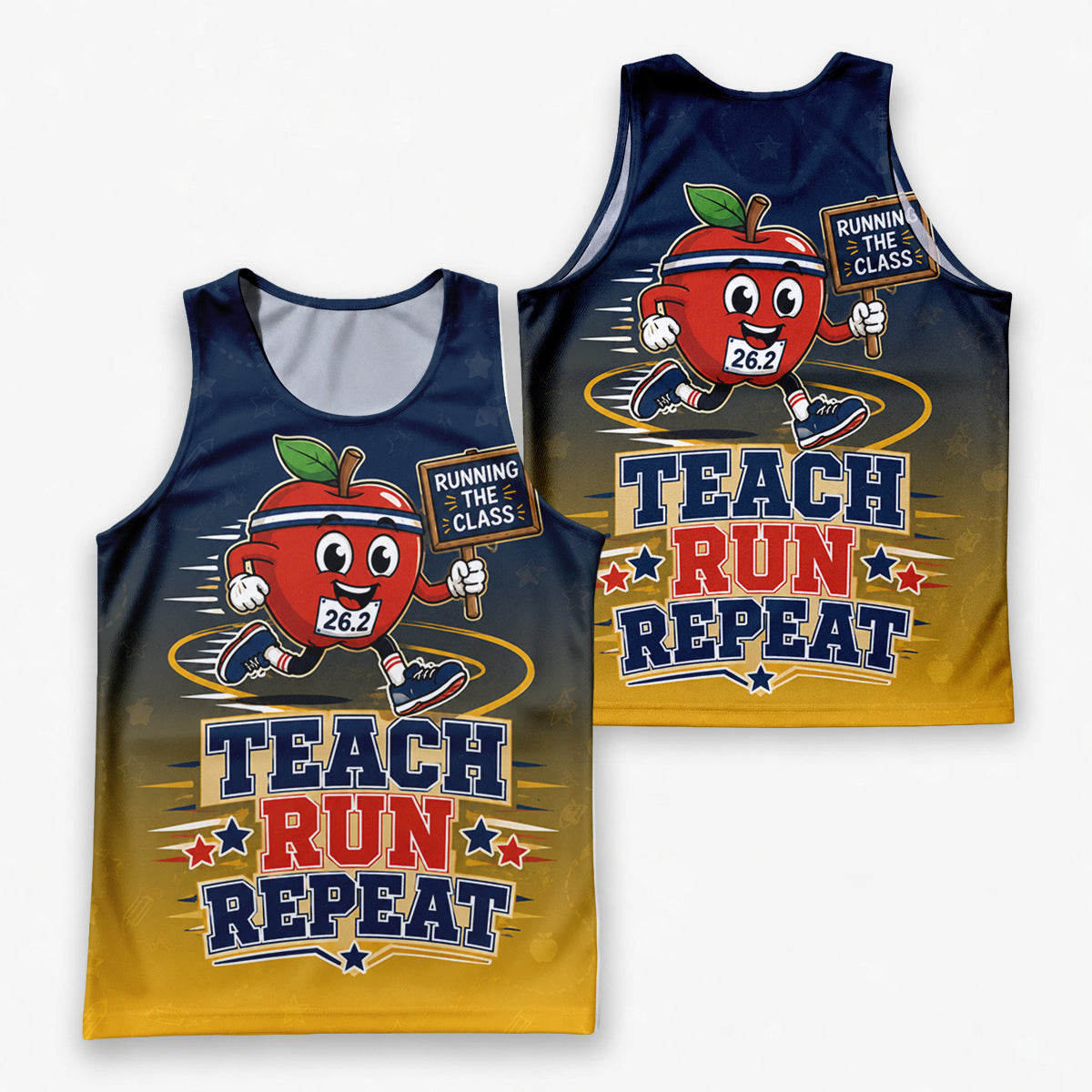 Teacher Running Tank Top Retro School Spirit Varsity Style Tech Running Singlet