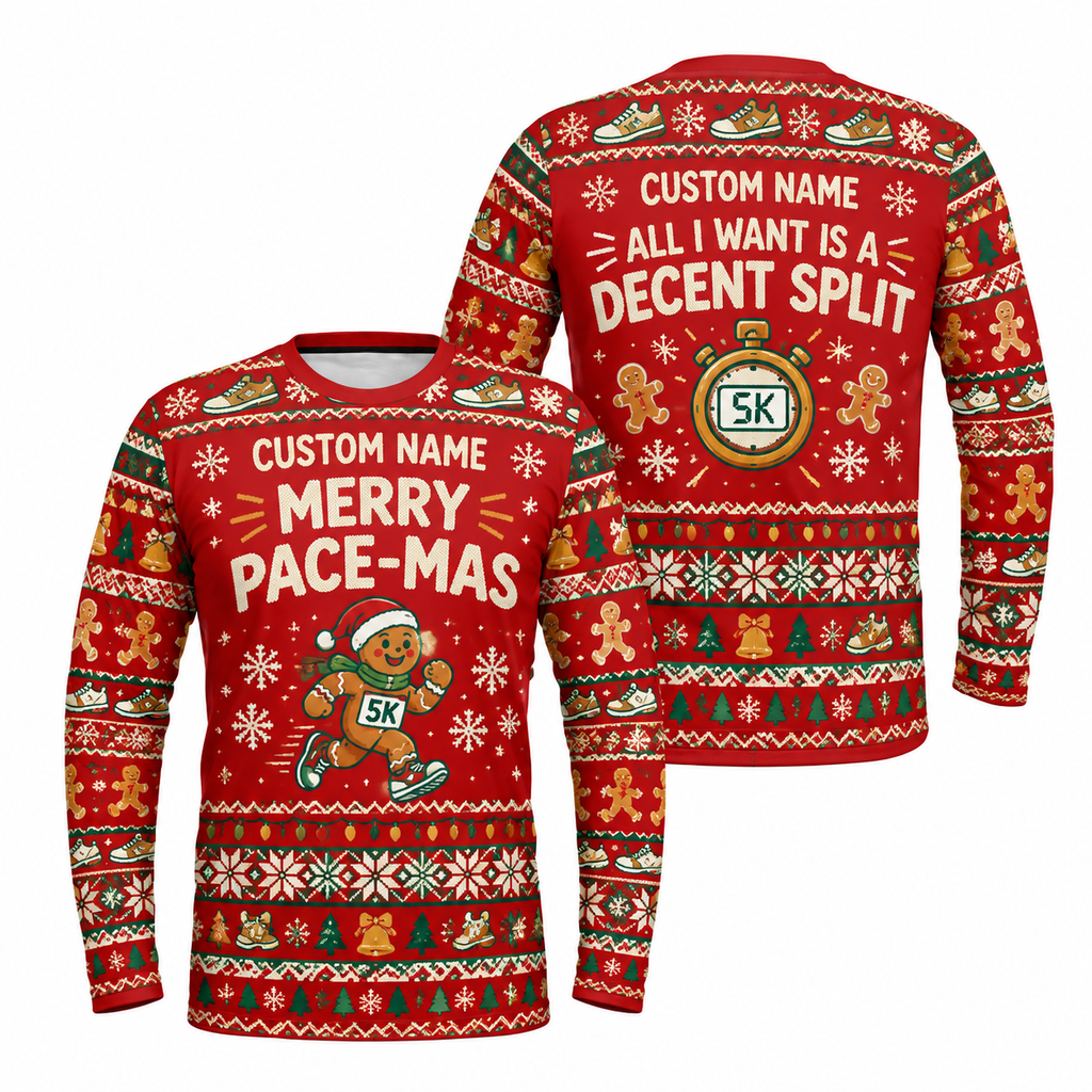 Custom Name Merry Pace-mas Running Long Sleeve Shirt
