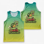 Funny Running Tank Top I Hate Running Turtle Tech Singlet V2