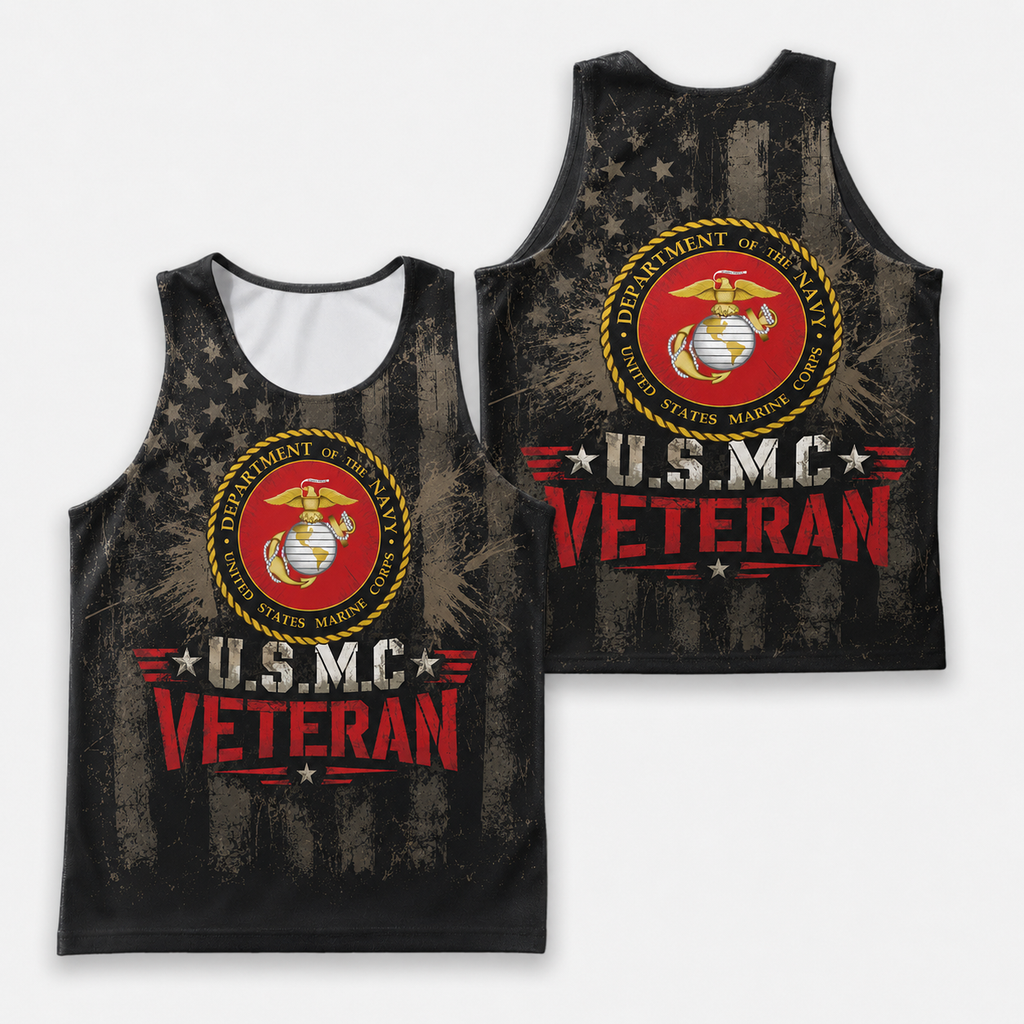 Veteran Running Tank Top - US Marine Corps Veteran V10 Tech Singlet