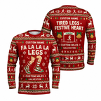 Custom Name Miles Fa La La La Legs Santa Hustle Galveston Running Long Sleeve Shirt