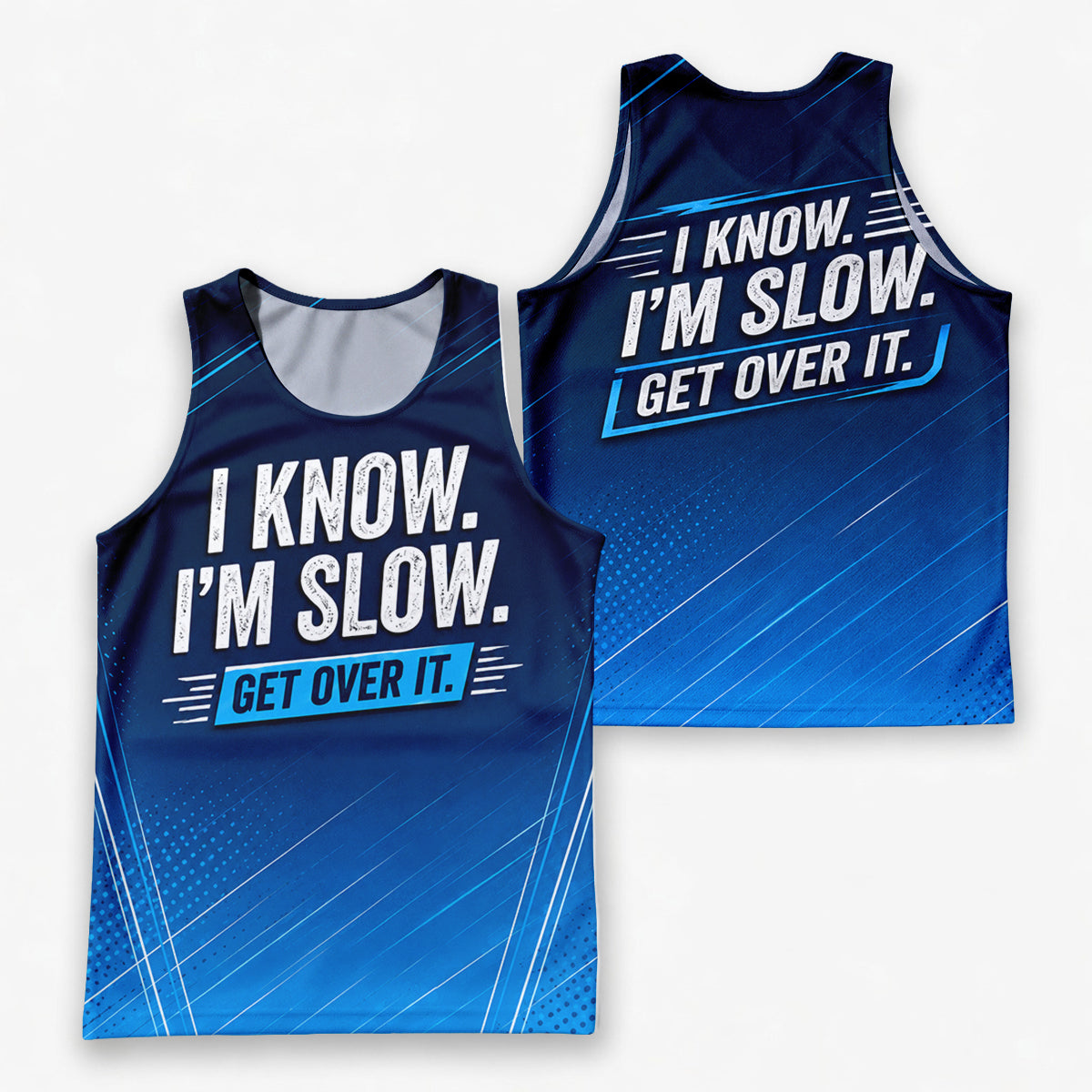 Funny Running Tank Top _ I am Slow Tech Running Singlet