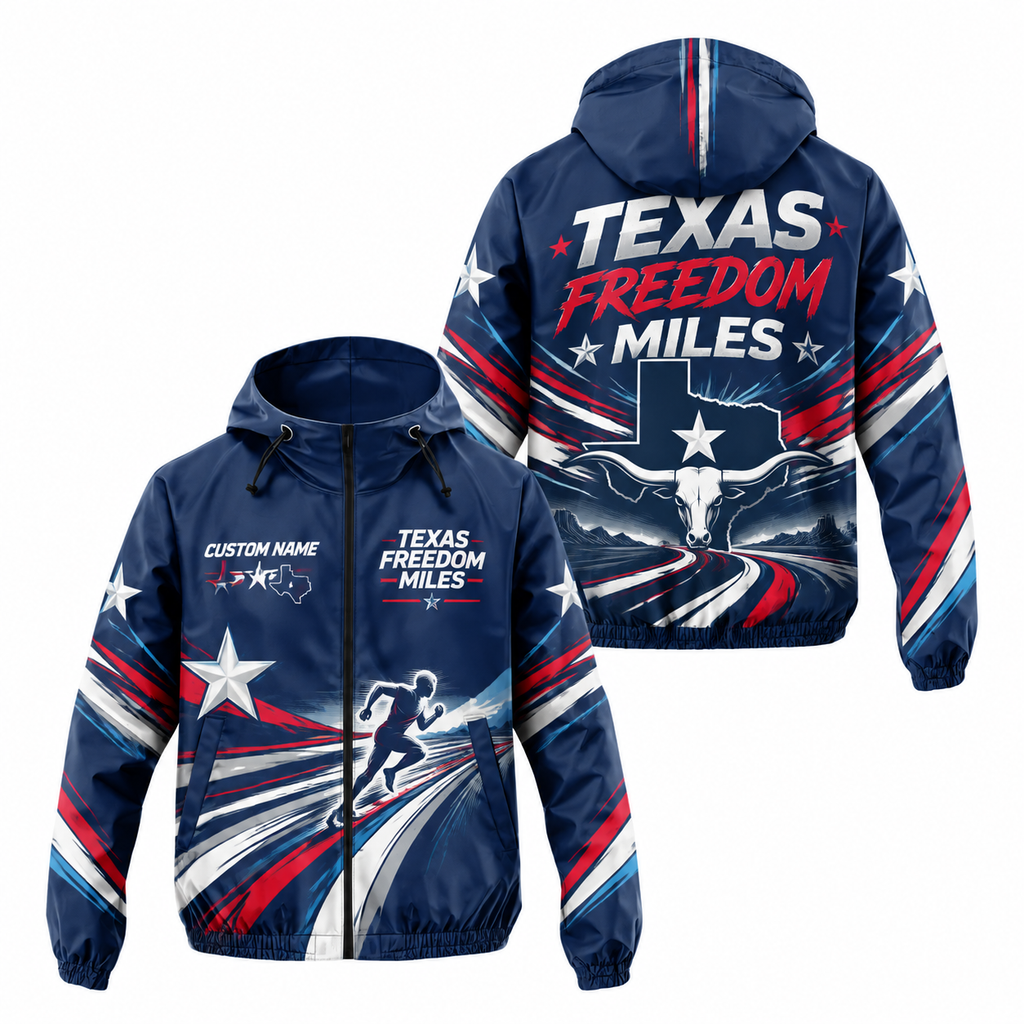 Custom Name Texas Freedom Miles Running Windbreaker Jacket