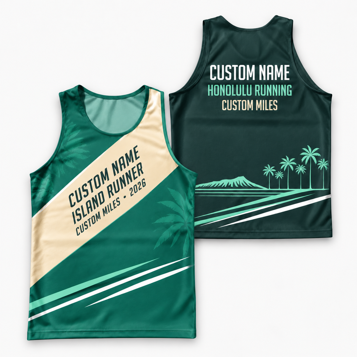 Custom Name Miles Island Palm Sprint Running Tank Top