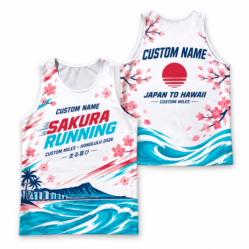 Custom Name Miles Sakura Aloha Spirit Running Tank Top