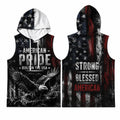 Strong Blessed American Men's Workout Hooded Tank Top