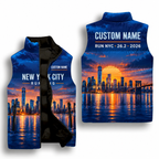 Custom Name Waterfront Reflection NYC Sleeveless Running Puffer Jacket