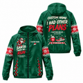 Custom Name Santa Made Me Run Santa Hustle Galveston Running Windbreaker Jacket