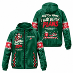 Custom Name Santa Made Me Run Santa Hustle Galveston Running Windbreaker Jacket