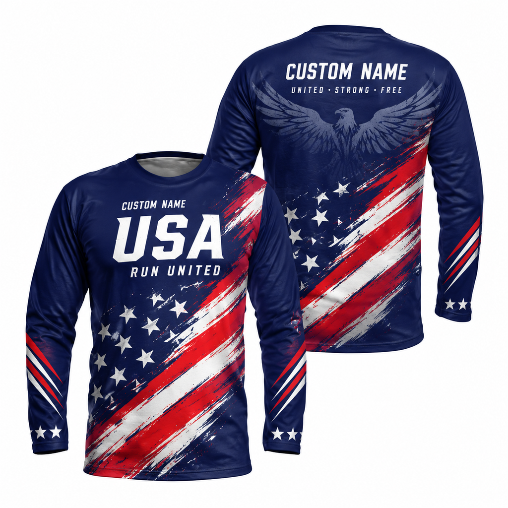 Custom Name Patriot Pace Running Long Sleeve Shirt