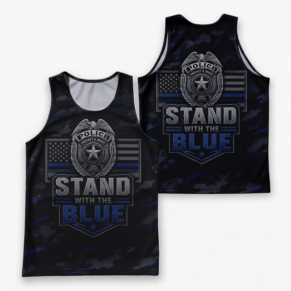 Men's Running Tank Top Police Stand With The Blue Running Singlet
