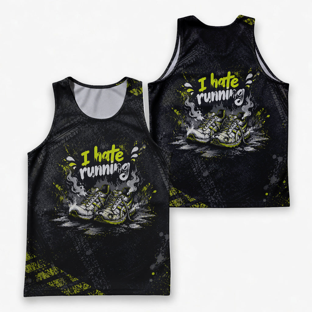 Funny Running Tank Top I Hate Running Road Runner Tech Singlet