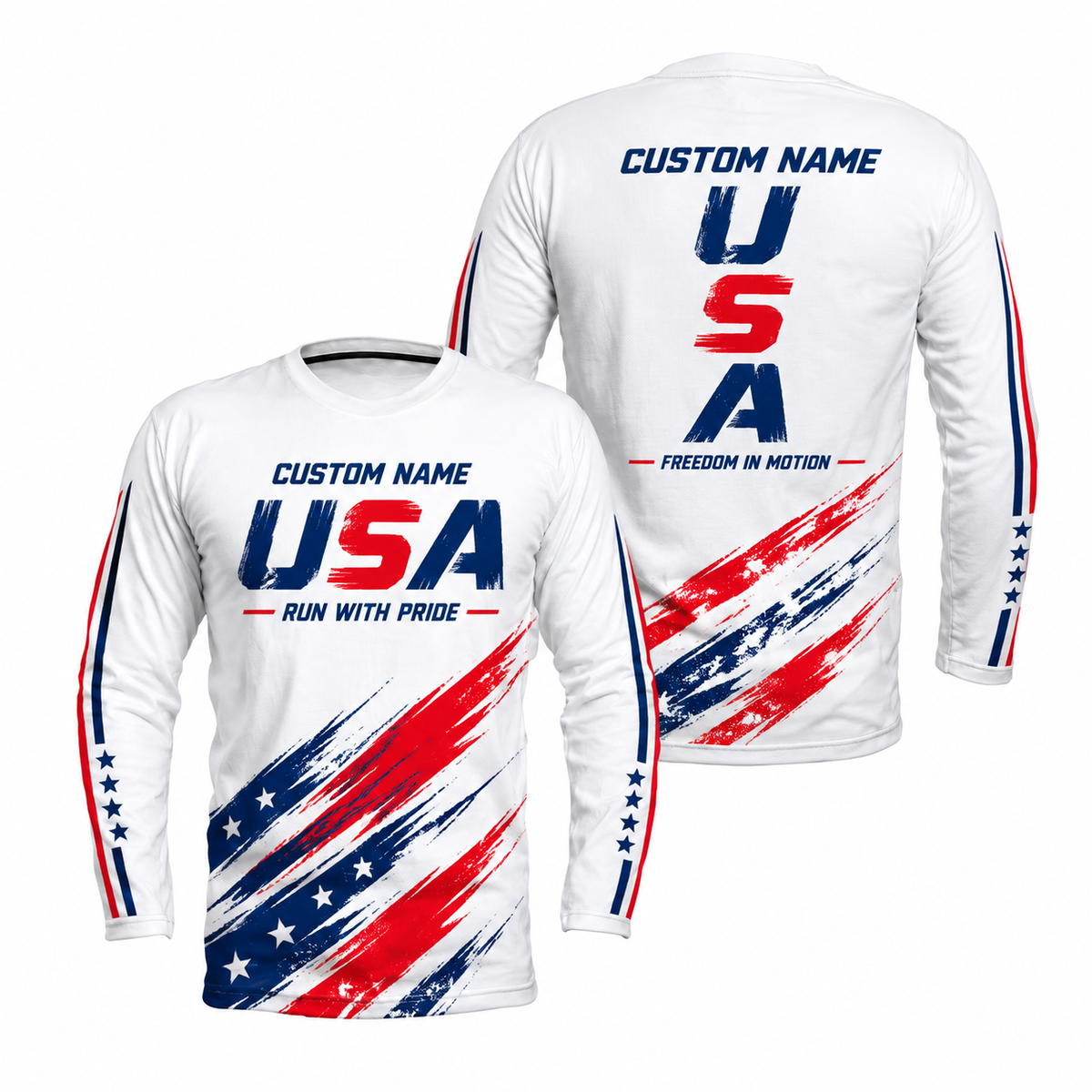 Custom Name Freedom Stride Running Long Sleeve Shirt