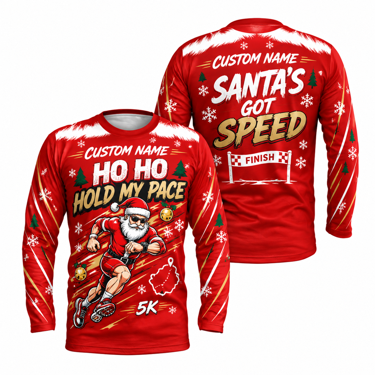Custom Name Ho Ho Hold My Pace Running Long Sleeve Shirt