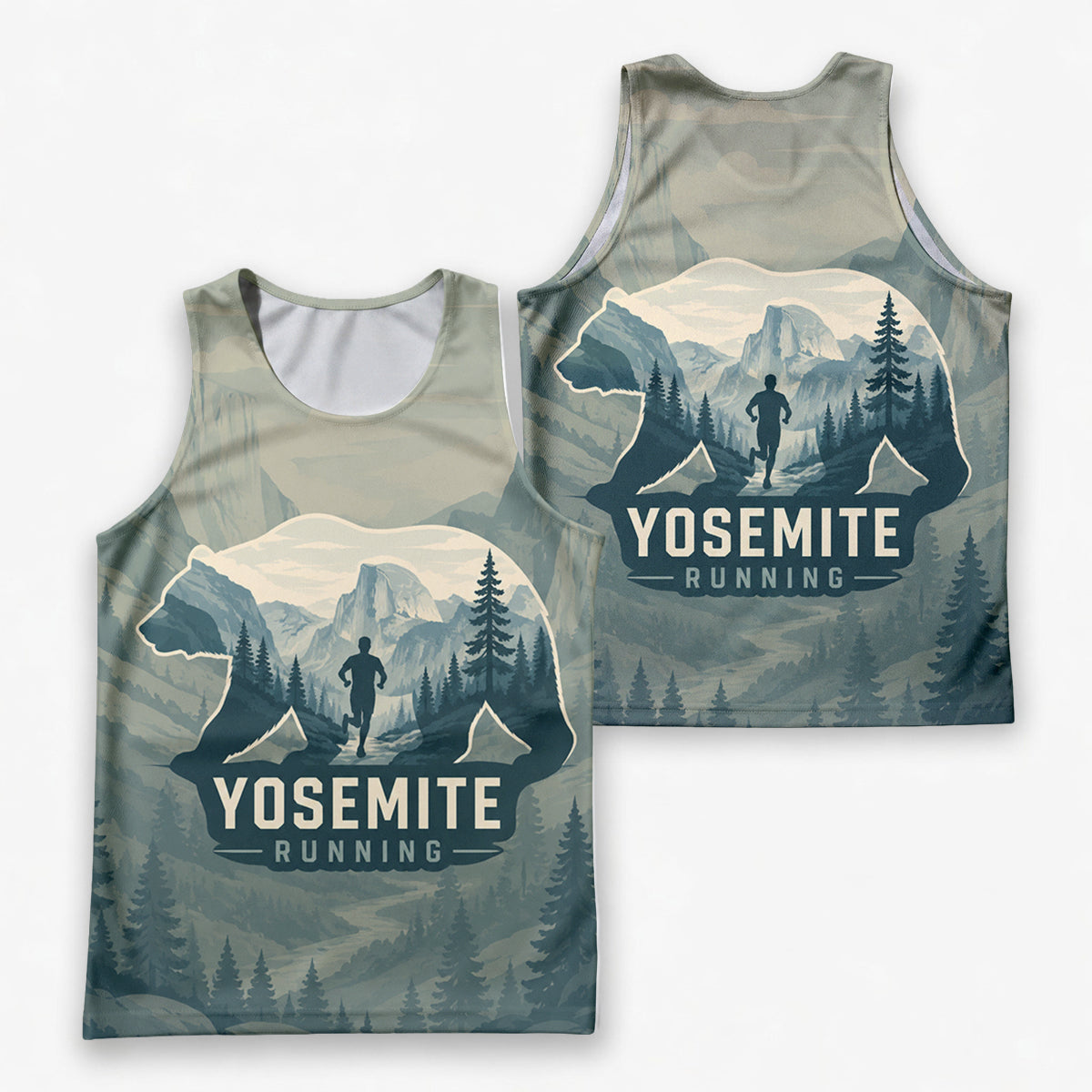Bear Silhouette Landscape California State Running Tank Top