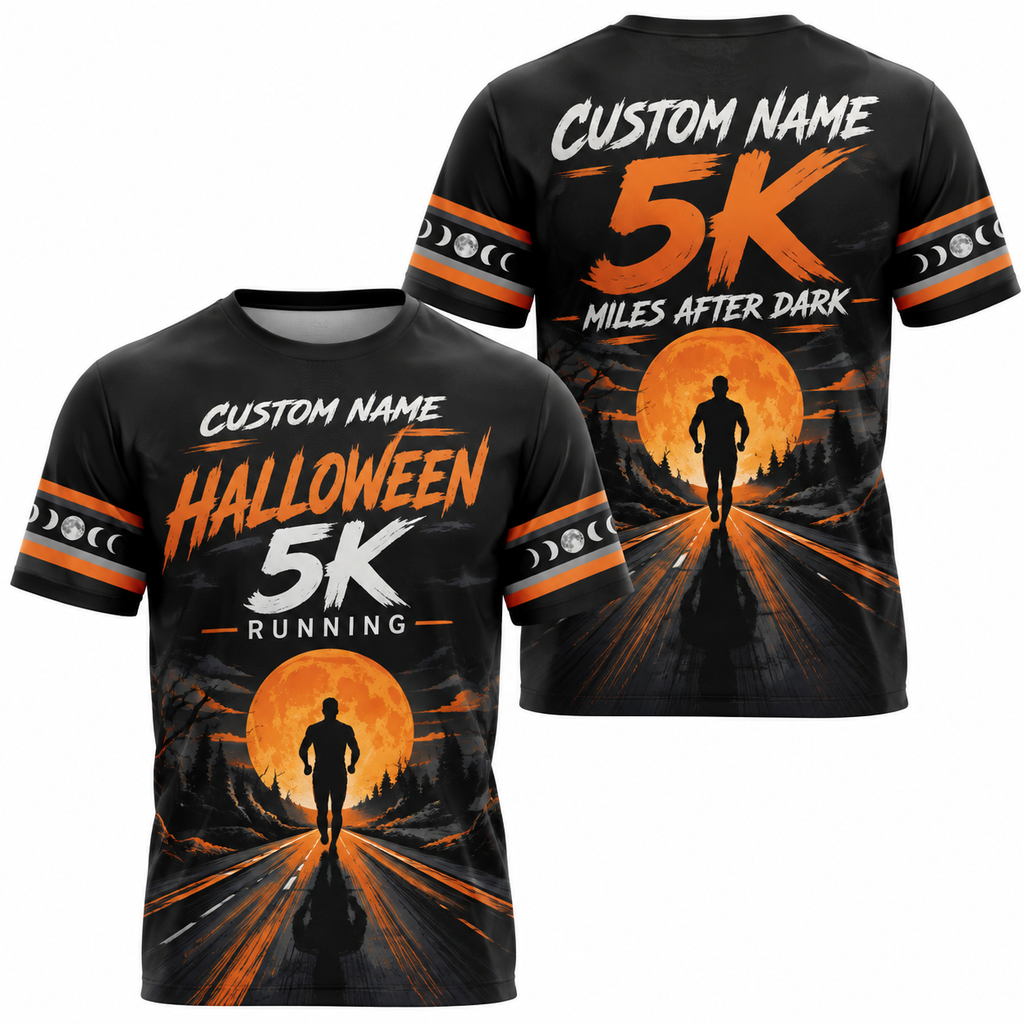 Custom Name Halloween 5K Finisher Halloween Tech Running T-Shirt