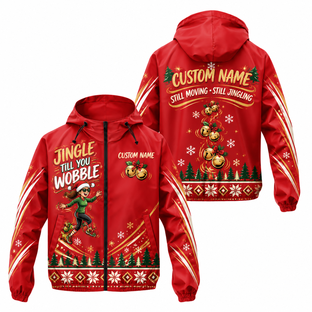 Custom Name Jingle Till You Wobble Running Windbreaker Jacket