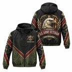 Custom Name Army Eagle Shield Veteran Running Windbreaker Jacket